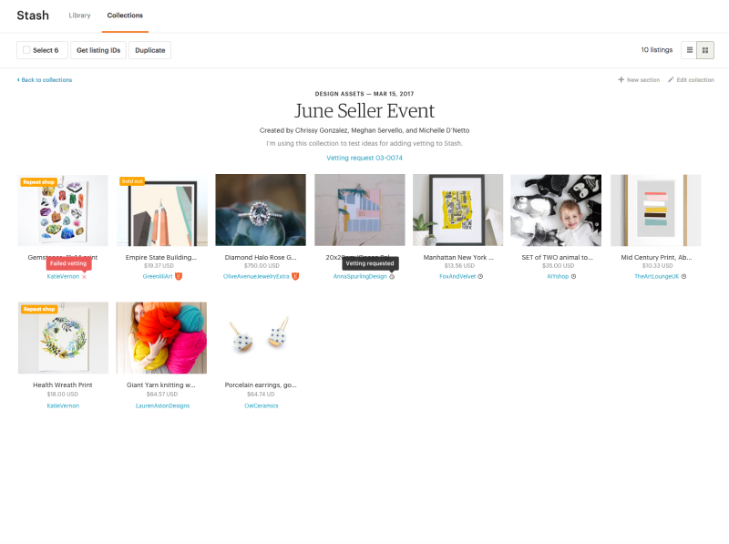 Shop vetting in Etsy's internal tool Stash